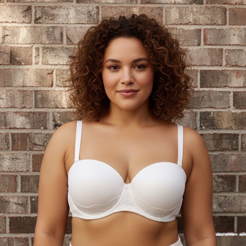 Take 50% OFF- Torrid Curve Elegant White Lace Strapless Bra, Size-46DD